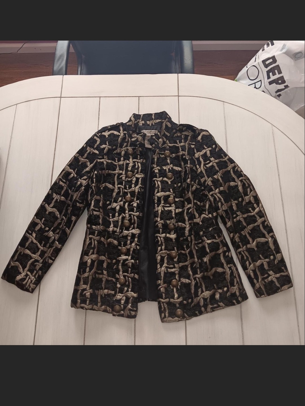 NWT Sharon Young Black & Gold Textured Blazer